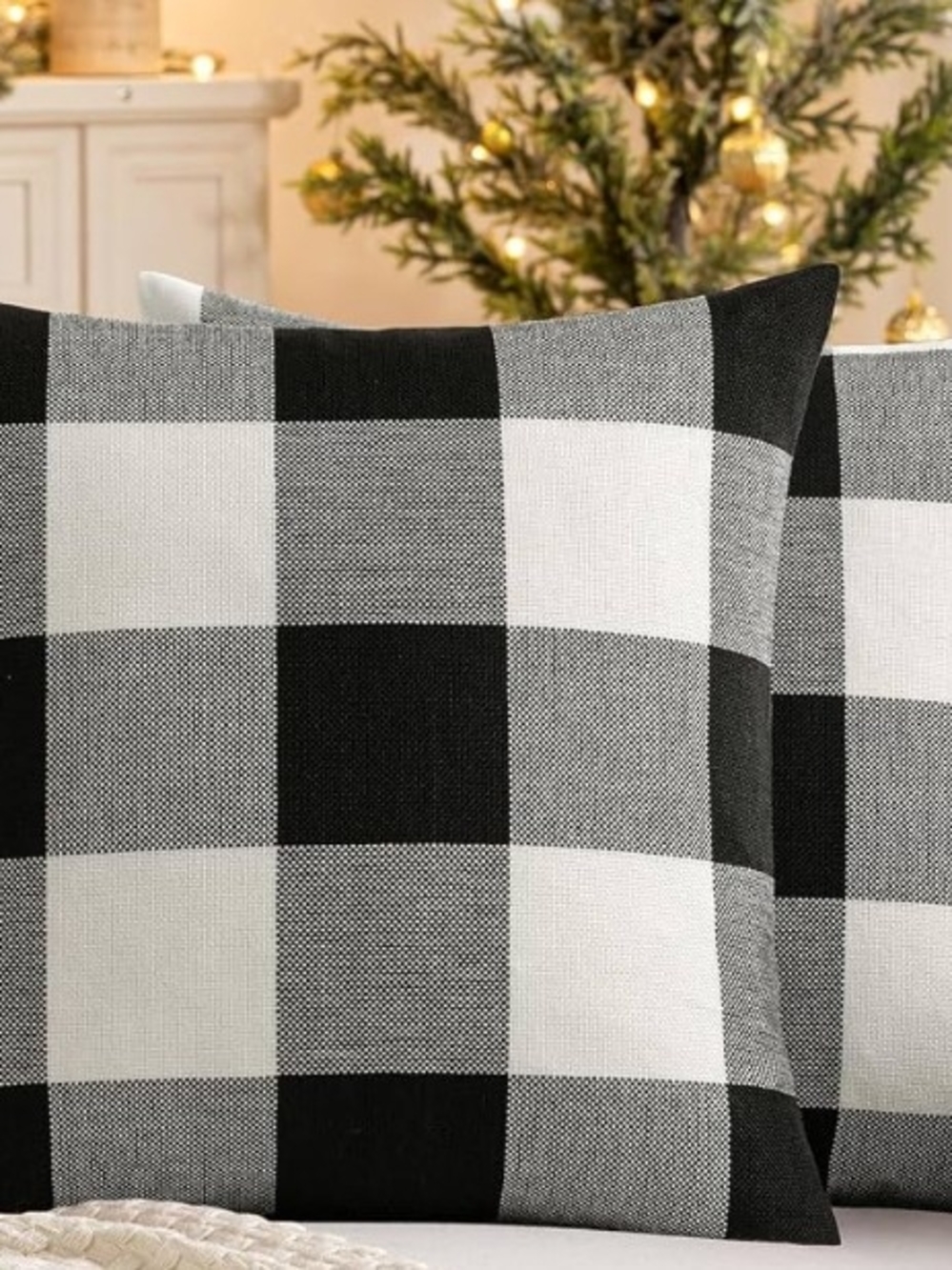Black and White Buffalo Check Decorative Pillow - Home Holiday